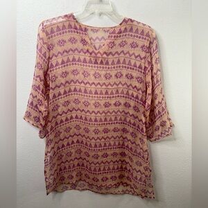 Burton & Burton Sheer 3/4 Length Sleeve Blouse size M/L NWOT